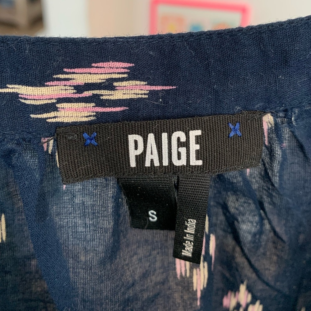 Paige denim Ikat navy top size Small - Picture 2 of 4
